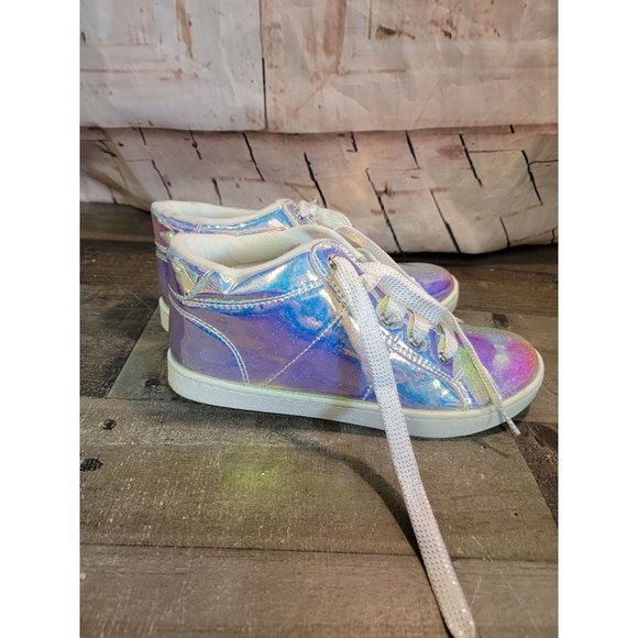 Children's Place high top girls shoe 4 holographic glitter - Picture 3 of 6